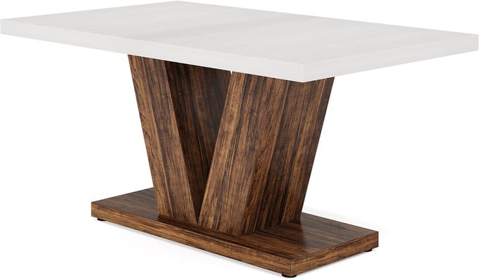 DMG Supply Eettafel - 120 x 80 cm - 4 Personen - Wit en Bruin - MDF - V-poot