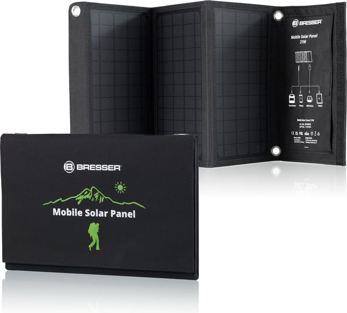 Bresser Mobiel Zonnepaneel – 21W – Voor o.a. Smartphone & Tablets – 3x USB
