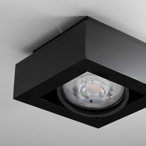 Castor nero I by LUSENZ - Vierkante plafondlamp met richtbare spot en matzwarte coating