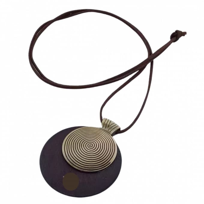 Ketting -bruin- hout -koord -allergievrij-Charme Bijoux