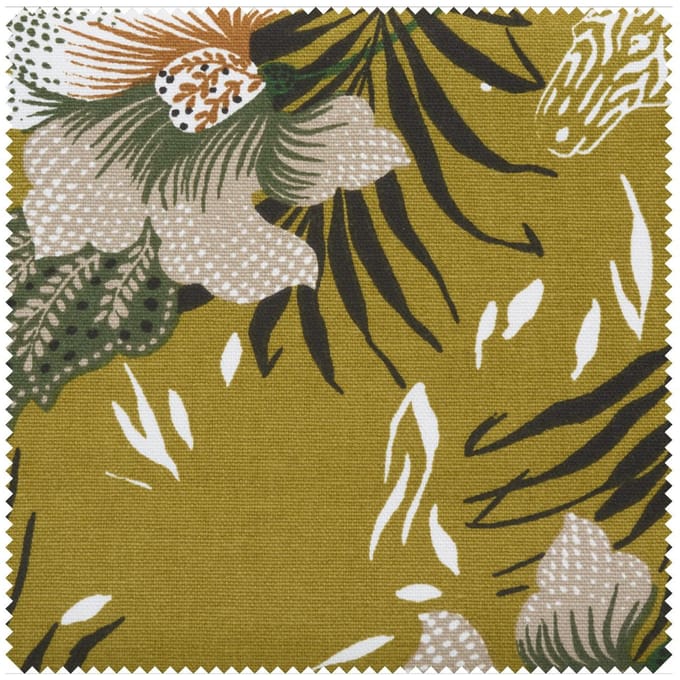 Half Panama stof "Zebra en bloemen"