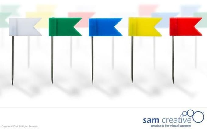 Sam Creative - Prikbord kurk - Punaise - Vlaggetjes - Gekleurd - 30 stuks