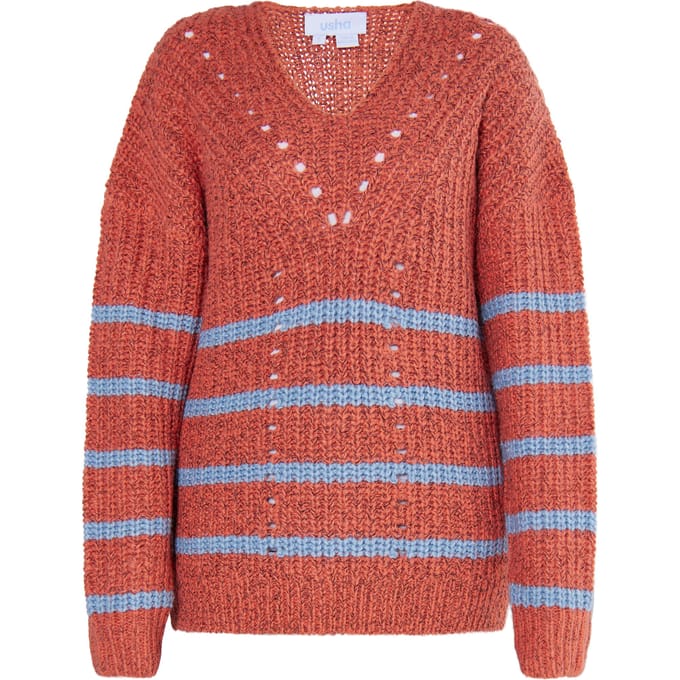 usha Gebreide trui Dames Vintage rood