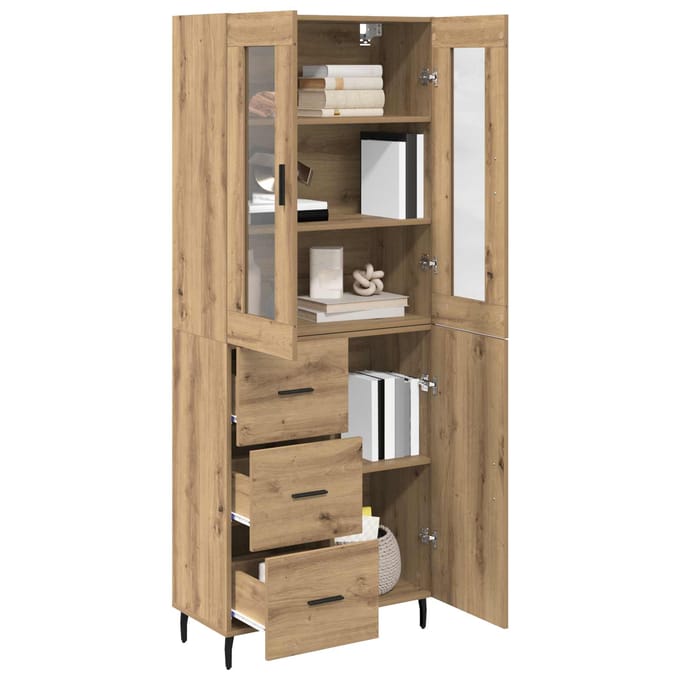 vidaXL - Highboard - 2 - st - Artisan - Eiken - 69,5 - x - 34 - x - 180 - cm - Bewerkt - hout