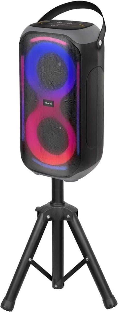 Draadloze Luidspreker - Feest Speaker - Feestjes en Karaoke - Inclusief Microfoon en Statief - 50 Watt - Veelkleurig