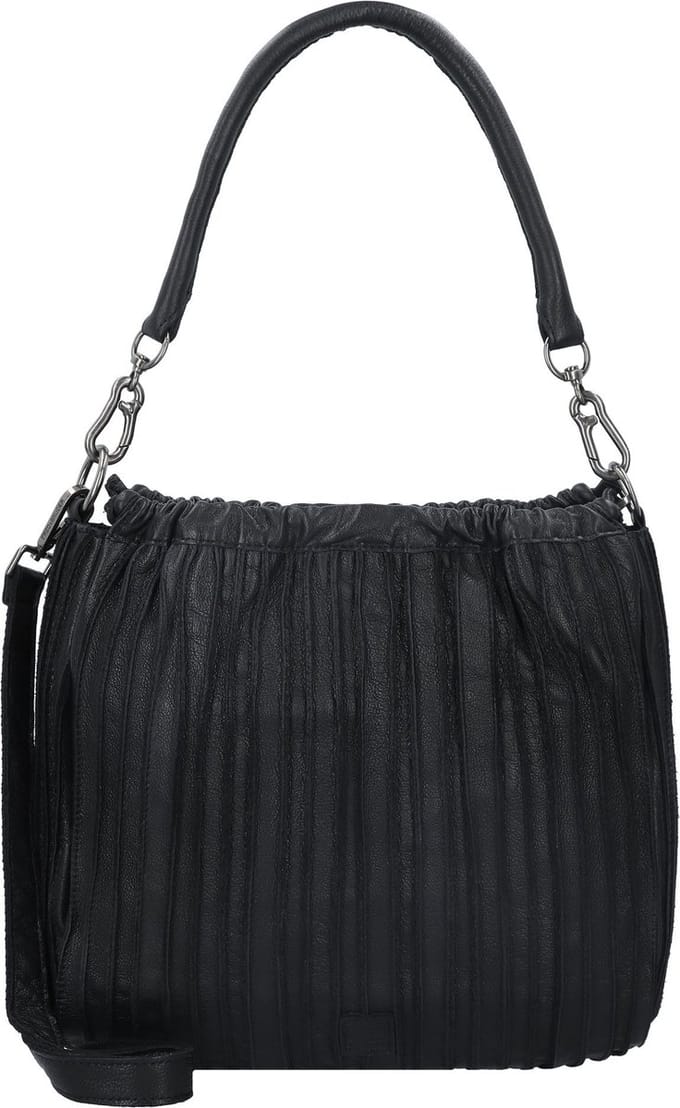 FREDsBRUDER Leren Schoudertas Say Hello Midi Hobo Bag Black Zwart