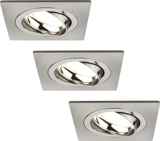 Ledvion - 3X LED Inbouwspot Sevilla - Dimbaar - 3W - 4000K - Ø92 mm - RVS