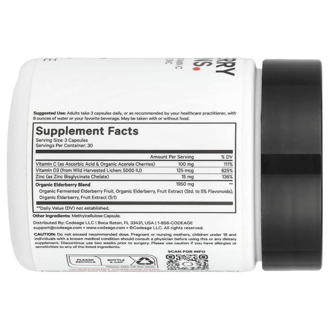 Codeage, vitamine de sureau, 90 capsules