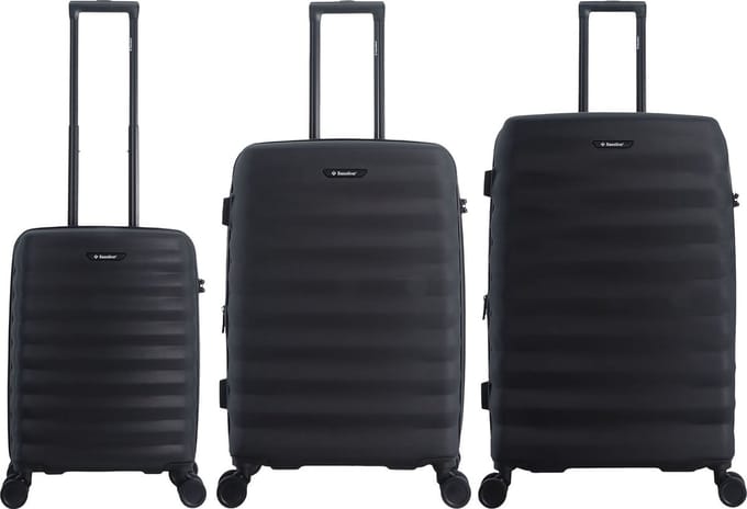 Saxoline - Flow | Harde koffer set / Trolley set / Reiskoffer set - S/M/L - Zwart - Zwart / Set
