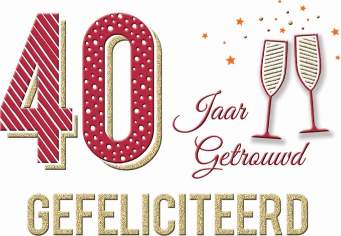 Kaart - Zizi - 40 Jaar getrouwd, gefeliciteerd - ZZ25a