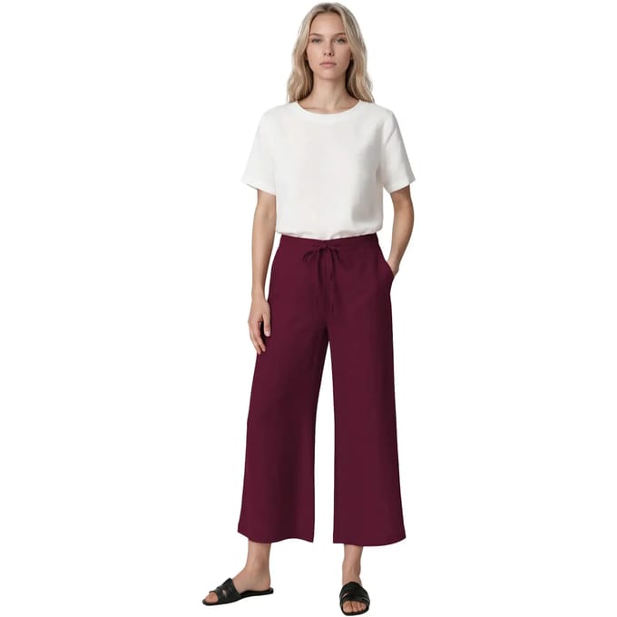 Damesbroek met wijde pijpen Haris Cotton Essentials Drawstring Waist