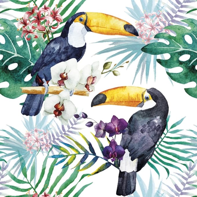 Lunch servetten - Toucans with Jungle Plants - Daisy - 33x33 cm