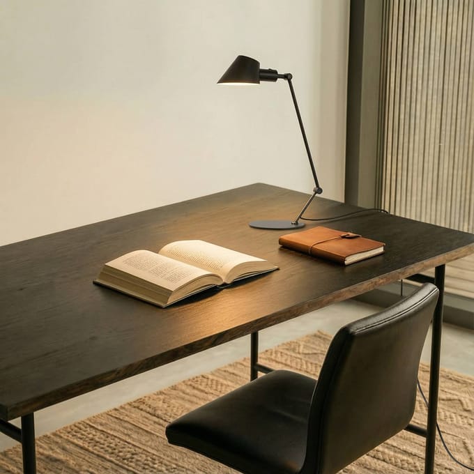 Lindby - bureaulamp - 1licht - Metaal, ijzer - H: 64 cm - E27 - zwart