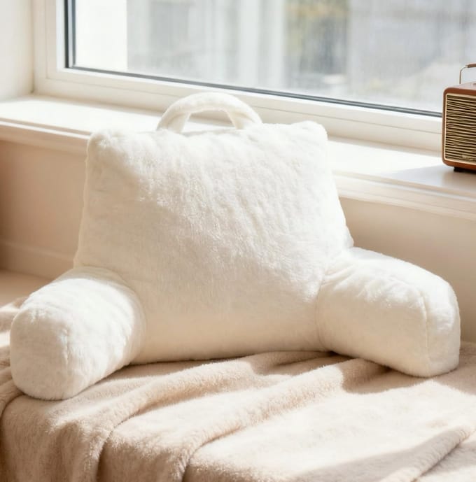 Groot rugkussen met nekrol voor in bed - wasbare hoes