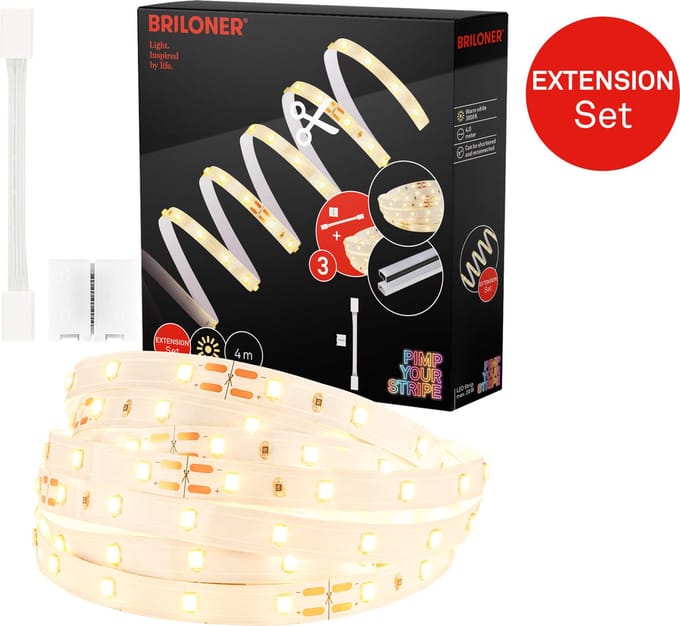 BRILONER Pimp Your Stripe - led strip uitbreidingsset LED Strip 4m, warm wit, kan worden ingekort, aan/uit