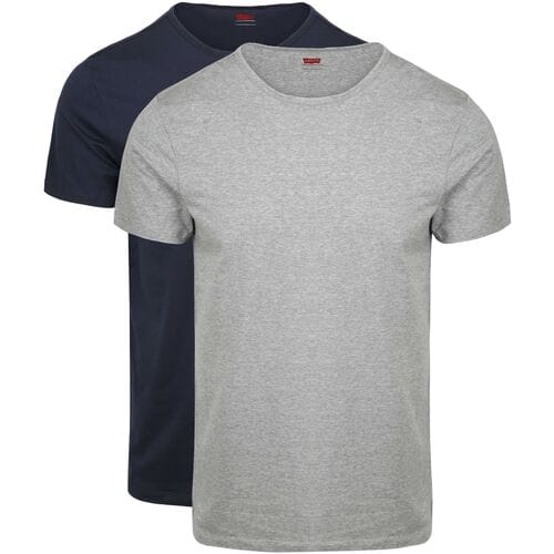 Levi's T-shirt Solid Crew Donkerblauw (navy) Grijs 2Pack - Maat L - Heren - Basic T-shirt