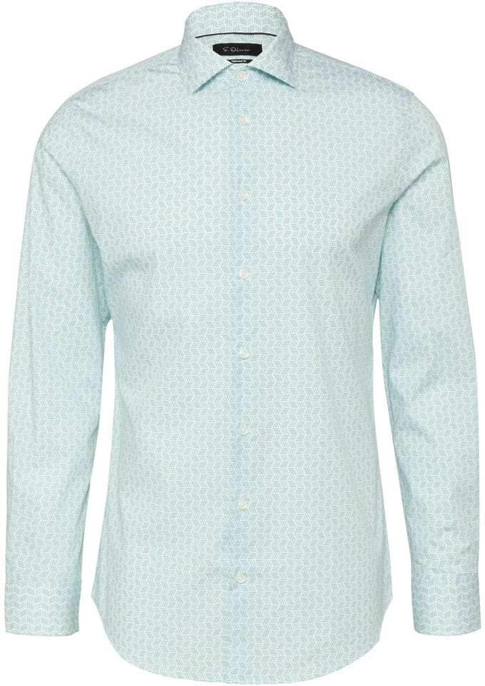s.Oliver BLACK LABEL - Hemd - Maat 45 - Mannen - Groen - katoen