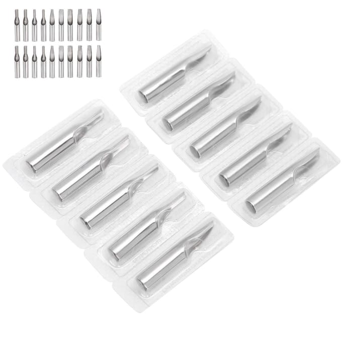 Kit de 20 embouts de tatouage en acier inoxydable Embouts d'aiguilles de tatouage 5FT 7FT 9FT 11FT 13FT 15FT 5RT 7RT white