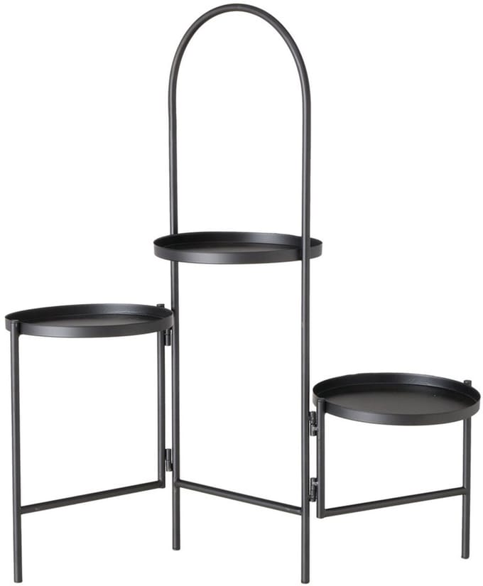 Boltze Mareta plantentafel met 3 plateaus zwart metaal