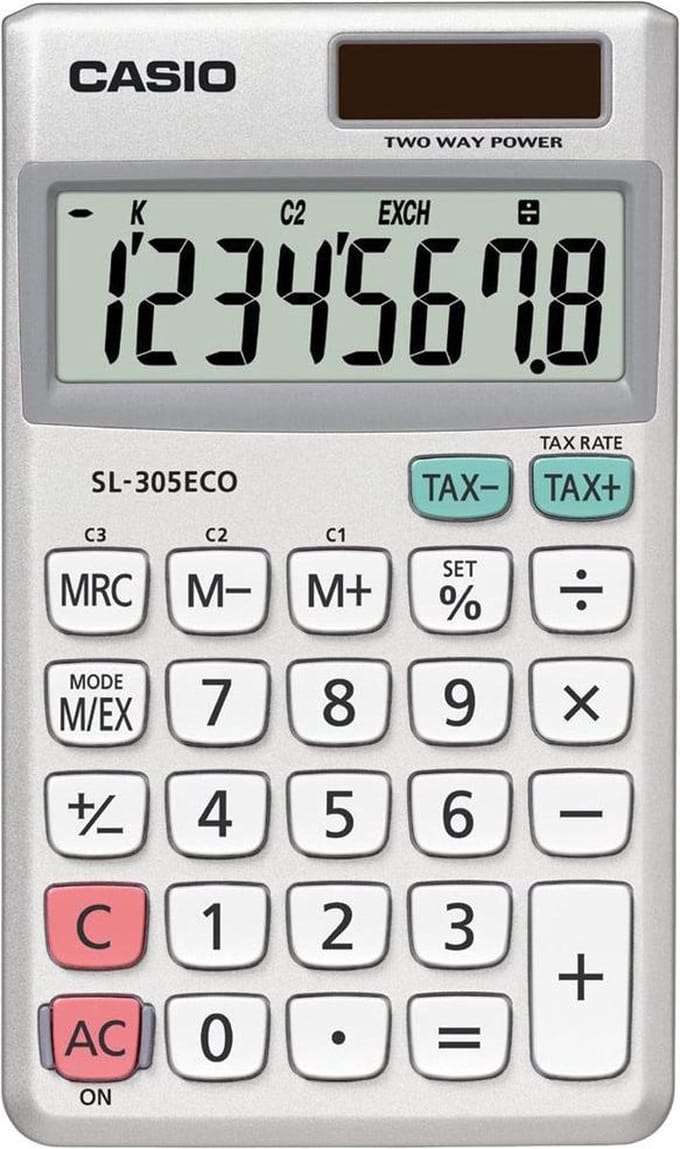 Casio SL-305ECO - Zakrekenmachine - duurzaam alternatief
