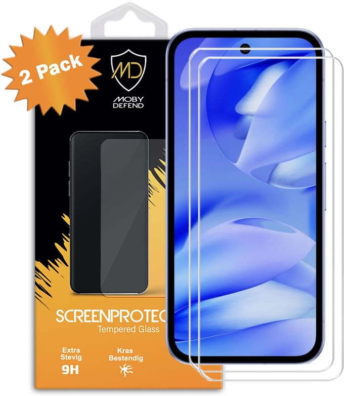 2-Pack MobyDefend Screenprotectors - Geschikt voor Google Pixel 9a - Case-Friendly Screensavers - Gehard Glas