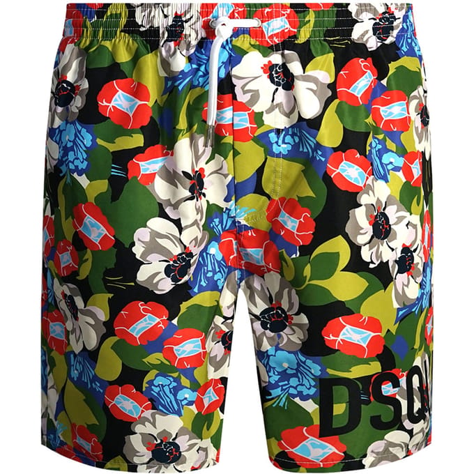 Dsquared2 Colourful Floral All-Over Design Green Swim Shorts