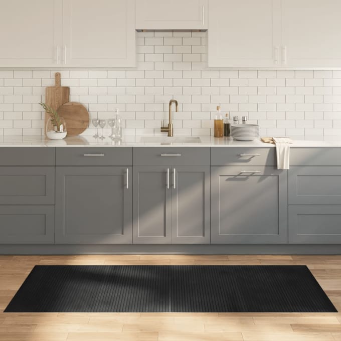 vidaXL - Vloerkleed - rechthoekig - 80x200 - cm - bamboe - grijs