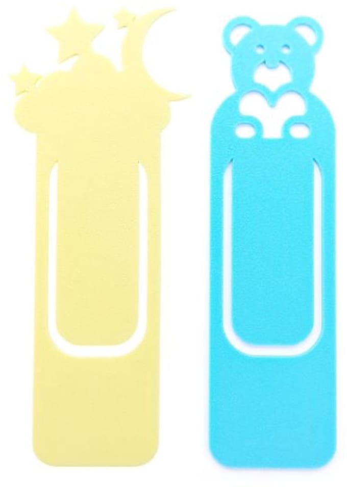 Boekenlegger - bladwijzer - bookmark - kinderboek teddy blauw geel