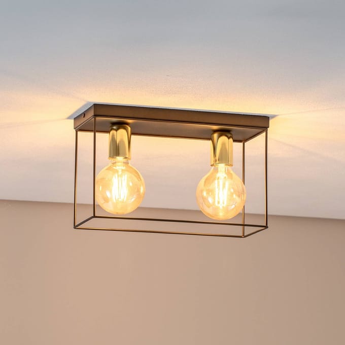Luminex Plafondlamp Anna met metalen frame, 2-lamps