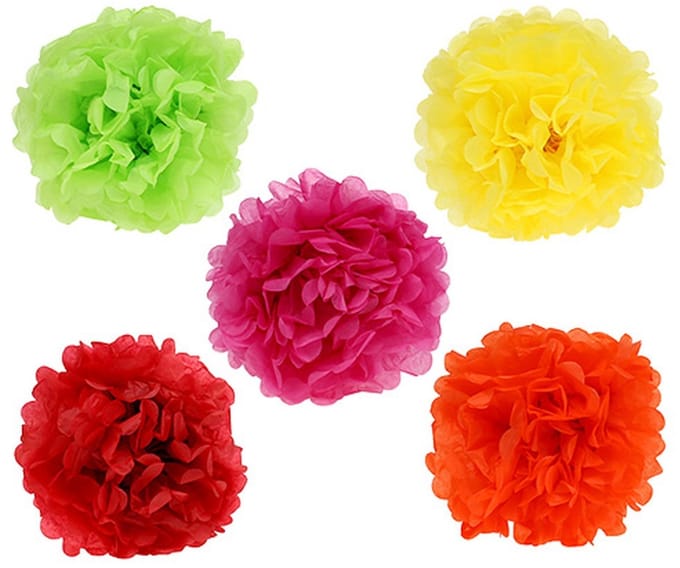 Pompom papier Ø30cm assorti 5st, 5 Stück