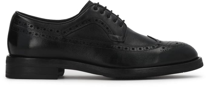 Black leather derby shoes with openwork embellishment Brogues