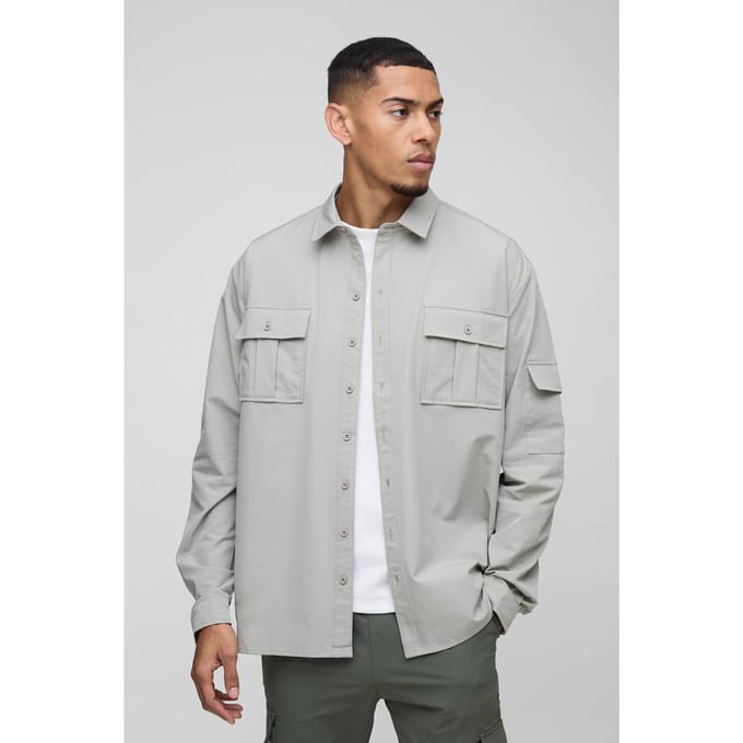 Lange mouwen lichtgewicht oversized overshirt | Grey | Size XS
