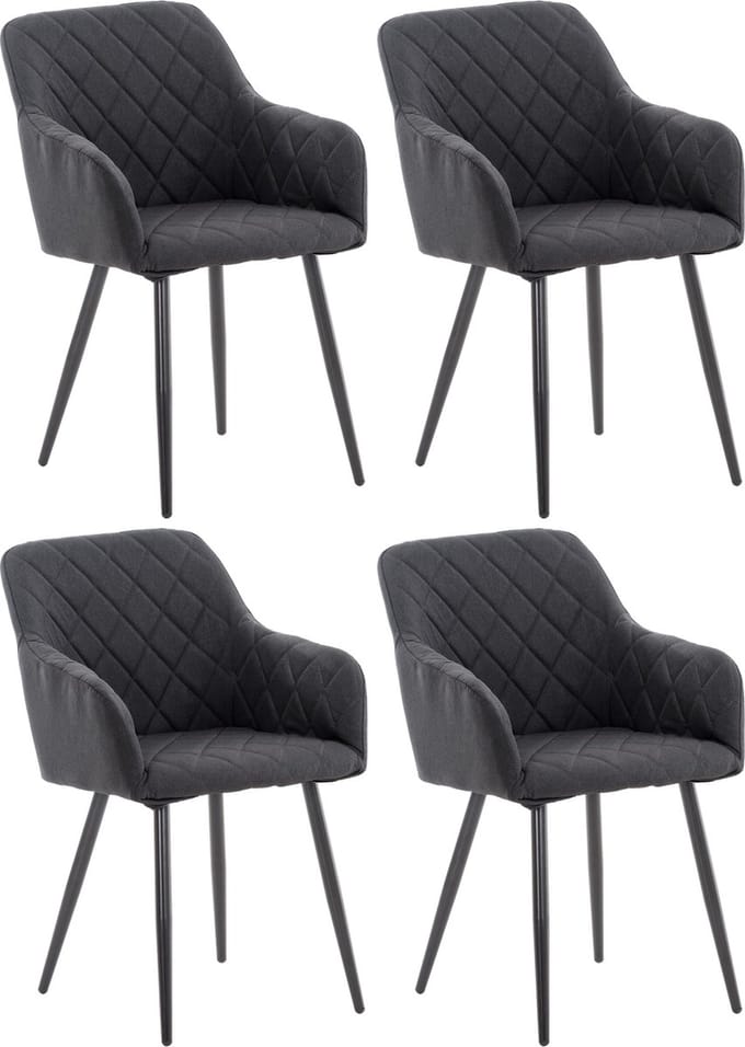 CLP Shila Set van 4 Eetkamerstoelen zwart Stof