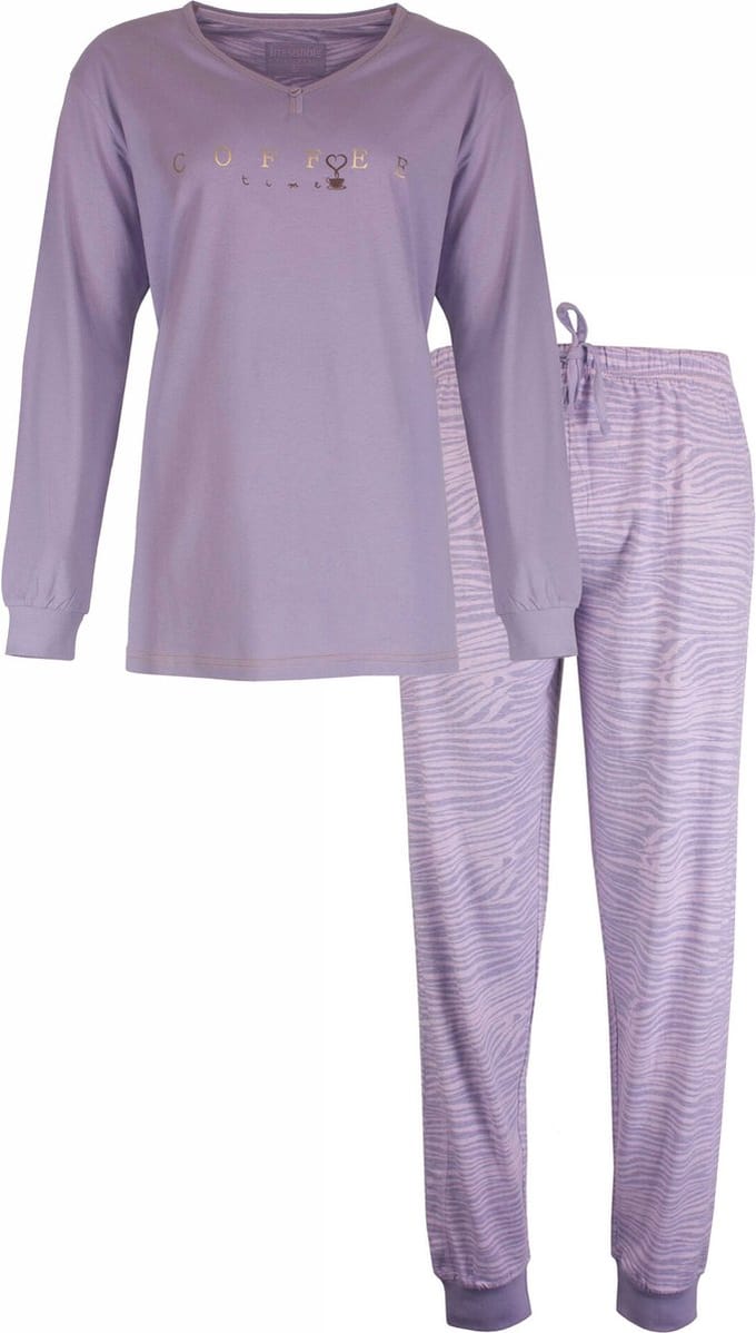 Irresistible Dames Pyjama - Katoen - Panter print - Paars - Maat S