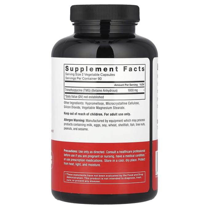 Force Factor, TMG Betaïne, 1.000 mg, 180 Plantaardige Capsules (500 mg per capsule)