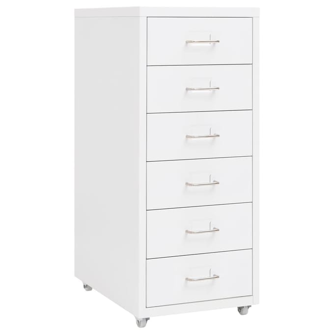 vidaXL - Ladeblok - verrijdbaar - 28x41x69 - cm - metaal - wit
