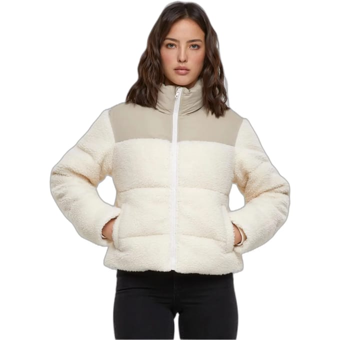 Urban Classics - Short Sherpa Mix Gewatteerd jack - M - Beige