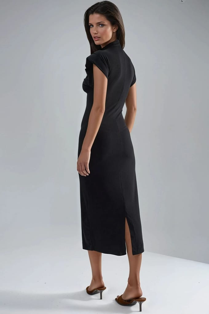 Gewatteerde Midi-jurk met Sleufdetails