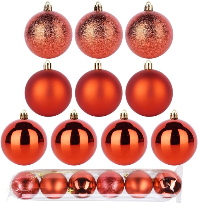 Kerstballen Set Onbreekbaar Rood 7 cm 6 stuks - Kerstdecoratie