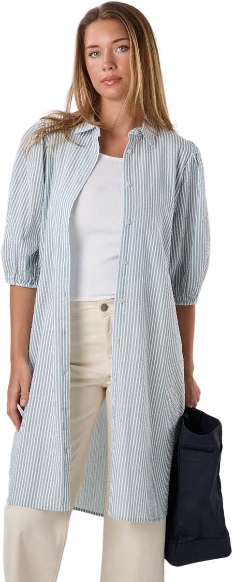 Seaside Marina Seersucker Oversized Shirt – Dames leisurewear – Maat 36