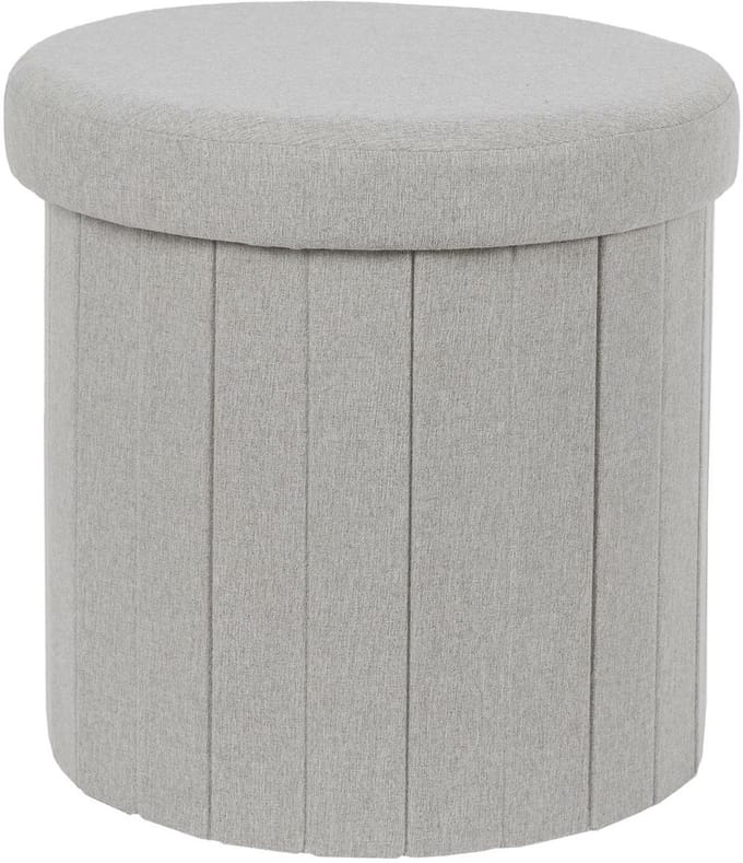 Home Deco Factory Poef/hocker opvouwbaar - latten design - opbergbox - grijs - polyester/mdf - 38 x 38 cm