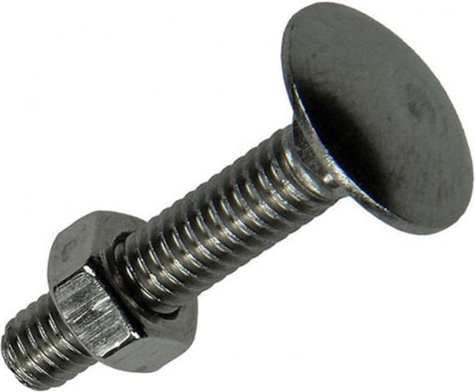 Sam. Slot bouten. Rvs-A2. Houtbout Met Moer 5 Stuks M6 X 30mm. lang.