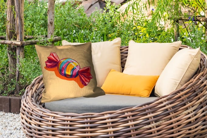Buitenkussen - Geel - Snoep - Kleur - 45x45 cm - Weerbestendig