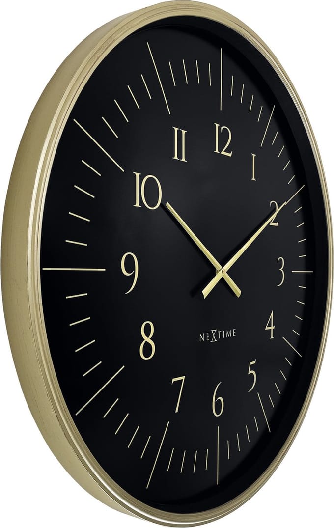Wandklok 77 cm-Goud/Zwart-Plastic-NeXtime 'Galaxy Large'