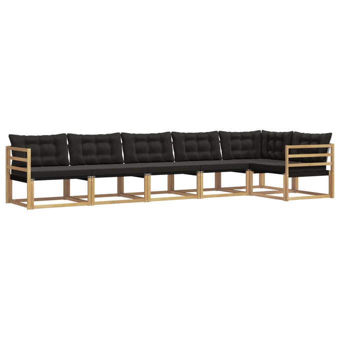 vidaXL - Buiten - bank - set - 6 - st - Wit - en - zwart