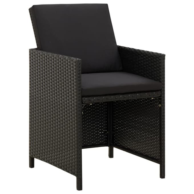 vidaXL - 9-delige - Tuinset - met - kussens - poly - rattan - zwart