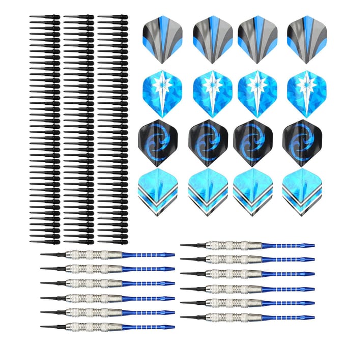 12 stuks Veiligheid Zachte Dart Set Aluminium Dart Rod Plastic Dart Tip Sport Uitrustingen blue