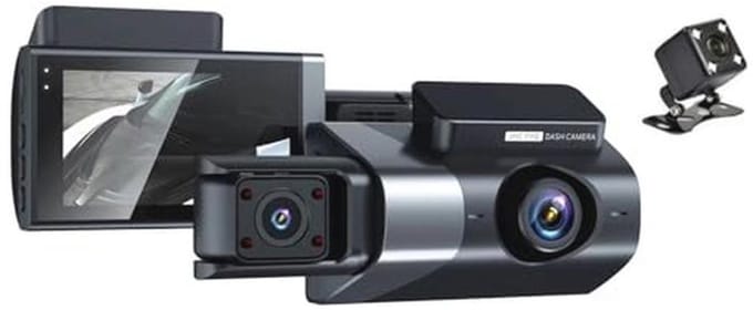 Drie-camera Dashcam 1080P HD met Nachtzicht en 24-Uur Opname