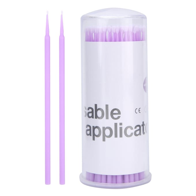 Lot de 100 brosses dentaires jetables, micro-applicateurs, accessoires pour dentistes, violet white