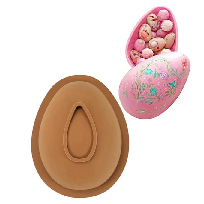 Moule à Chocolat Œuf de Pâques 3D en Silicone Moules à Mousse Surprise de Pâques DIY Outil de Cuisson pour Chaud black